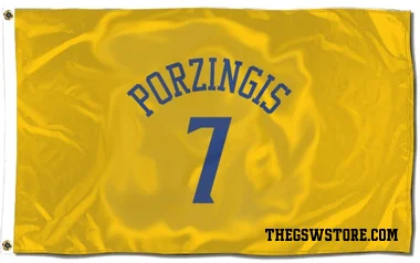 Gold Golden State Warriors Kristaps Porzingis   Flag (3 X 5)