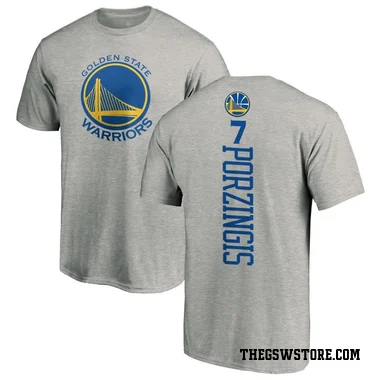 Gold Men's Kristaps Porzingis Golden State Warriors Ash Backer T-Shirt