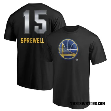 Gold Men's Latrell Sprewell Golden State Warriors Black Midnight Mascot T-Shirt