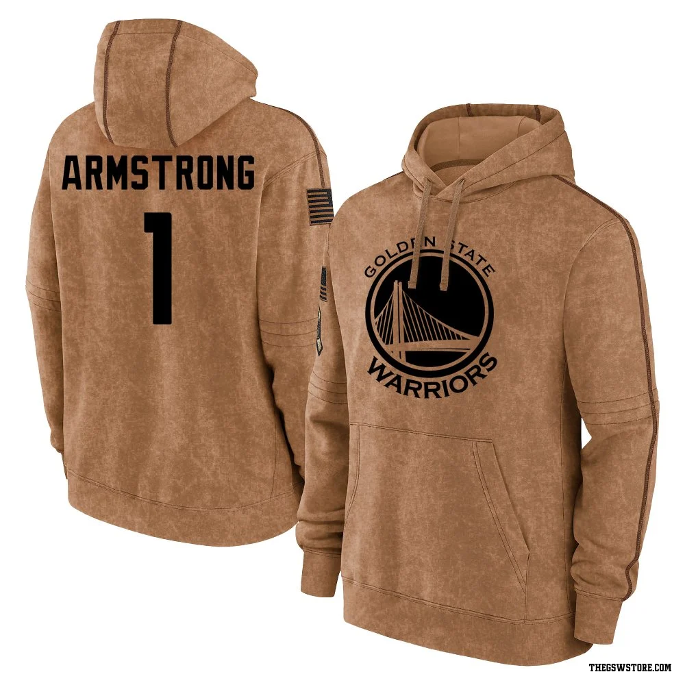 Gold Men's Taran Armstrong Golden State Warriors Brown 2023 Salute to Service Club Pullover Hoodie