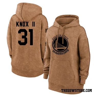 Gold Women's Kevin Knox II Golden State Warriors Brown 2023 Salute to Service Pullover Hoodie