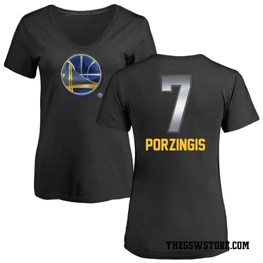 Gold Women's Kristaps Porzingis Golden State Warriors Black Midnight Mascot T-Shirt