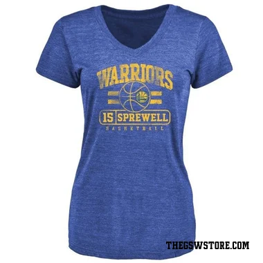 Gold Women's Latrell Sprewell Golden State Warriors Royal Baseline T-Shirt