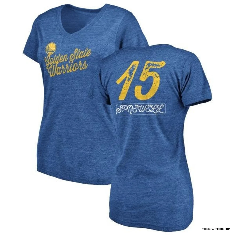 Gold Women's Latrell Sprewell Golden State Warriors Royal Sideline V-Neck T-Shirt