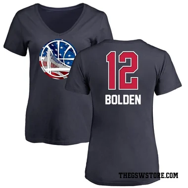 Gold Women's Marques Bolden Golden State Warriors Navy Name and Number Banner Wave V-Neck T-Shirt