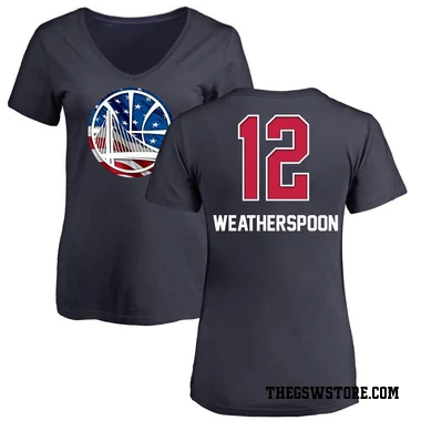 Gold Women's Quinndary Weatherspoon Golden State Warriors Navy Name and Number Banner Wave V-Neck T-Shirt
