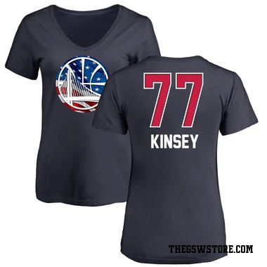 Gold Women's Taevion Kinsey Golden State Warriors Navy Name and Number Banner Wave V-Neck T-Shirt