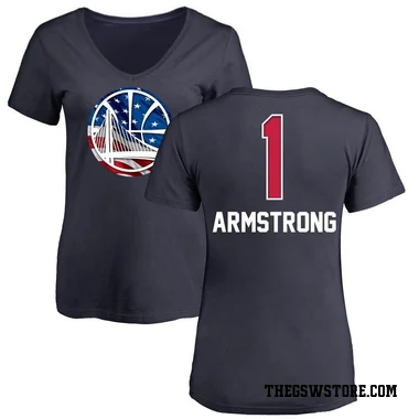 Gold Women's Taran Armstrong Golden State Warriors Navy Name and Number Banner Wave V-Neck T-Shirt