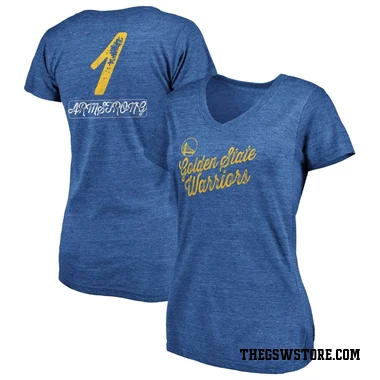 Gold Women's Taran Armstrong Golden State Warriors Royal Sideline V-Neck T-Shirt
