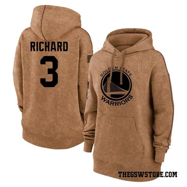 Gold Women's Will Richard Golden State Warriors Brown 2023 Salute to Service Pullover Hoodie