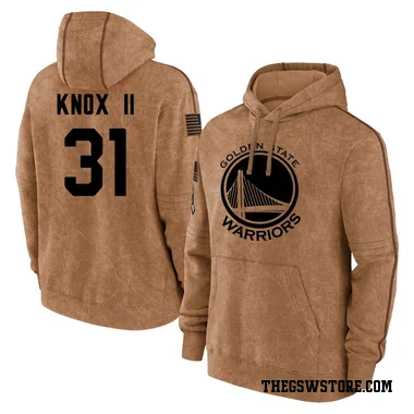 Gold Youth Kevin Knox II Golden State Warriors Brown 2023 Salute to Service Club Pullover Hoodie