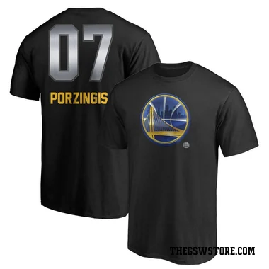Gold Youth Kristaps Porzingis Golden State Warriors Black Midnight Mascot T-Shirt