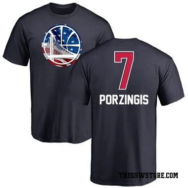 Gold Youth Kristaps Porzingis Golden State Warriors Navy Name and Number Banner Wave T-Shirt