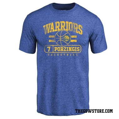 Gold Youth Kristaps Porzingis Golden State Warriors Royal Baseline T-Shirt