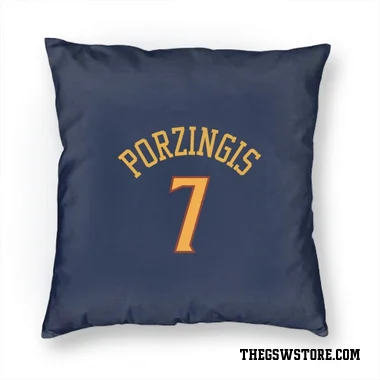 Navy Golden State Warriors Kristaps Porzingis   Pillow Cover (18 X 18)