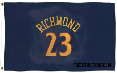 Navy Golden State Warriors Mitch Richmond   Flag (3 X 5)