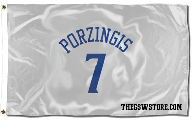 White Golden State Warriors Kristaps Porzingis   Flag (3 X 5)